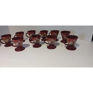 Linda Frichtel FRANGELICO Liqueur Espresso Demitasse Cups Mardi Gras Signed 1999